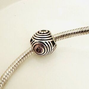 Pandora Silver and Purple Bead Charm with Circles